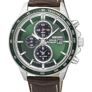 EXTRAORDINARY Green Seiko Solar Chronograph & Alarm & 60 Min Timer & Day/Date/Mo